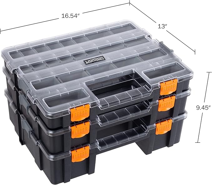 Stalwart Tool Box Organizer - 3-in-1 Portable Small Parts Organizer, Gray - Image 2