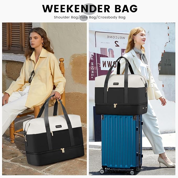 LOVEVOOK Weekender Bag for Women, Large Duffle Bag for Travel with 2 Packing Cubes, Carry on Overnight Bag with Shoe Compartment, Mom Hospital Bags for Labor and Delivery - Image 3