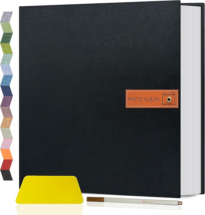 Popotop Large Photo Album Self Adhesive 4x6 5x7 8x10 Scrapbook Album DIY Picture Book,Gifts for Mom,Family Baby and Wedding,with Metal Pen and Plastic Board by Popotop