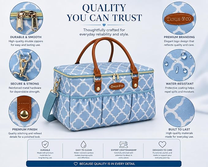 DOKUS & CO Luxe Diaper Caddy Organizer, Extra Large Collapsible Nursery Storage Tote for Baby Essentials & Travel - Image 3