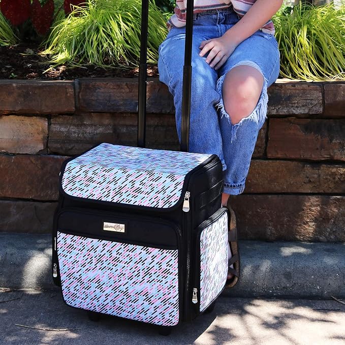 Everything Mary Collapsible Rolling Craft Bag, Pill - Wheeled Scrapbook Tote for Scrapbooking & Art - Travel Organizer Storage Bin for Paper, Glue, Tape - Roller Cart for Teachers & Medical - Image 2