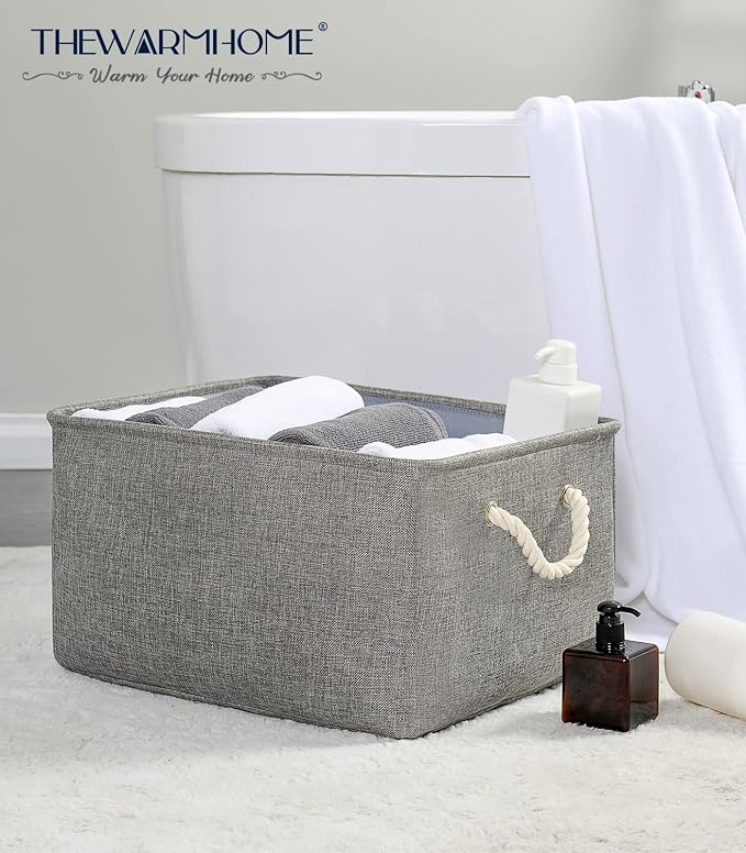 Fabric Storage Bins Baskets for Organizing, Large Sturdy Storage Basket W/Handles, Decorative Foldable Storage Baskets for Shelves Closet Nursery Toy (X Large - 3 Pack 17.7L×13.8W×9.8H) - Image 3