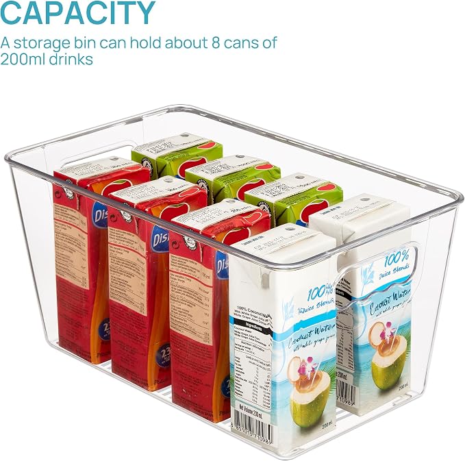 Vtopmart 6 Pack Clear Storage Bins, Pantry Cabinet Organizer Bins, Medium | Plastic Pantry Storage Bins with Handle, Storage Containers for Fridge, Cabinet, Kitchen, Countertops, Cupboard, Freezer - Image 9