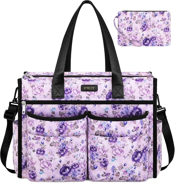 ITIEZY Large Utility Tote Bag for Women with 18 Pockets, Waterproof Teacher Nurse Bags with Zipper for Everyday Travel Work by ITIEZY