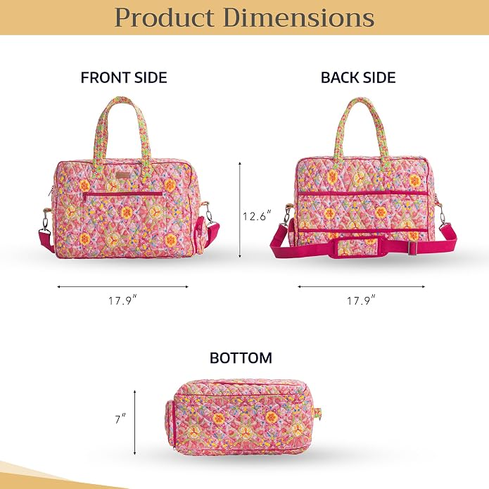 Maison d' Hermine Weekender Bags for Women Cotton Quilted Duffel Overnight Luggage Weekend Bag for Men Gym Gifts Travel | Overnight Luggage Weekend Bag for Men Gym Sports Gifts Duffle bag Business Travellers Trip Spring Summer - Image 5