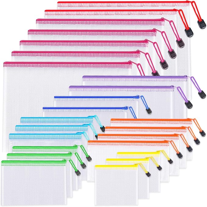 88pcs Mesh Zipper Pouch Bags - 8 Sizes Plastic Zipper Pouches for Organization, Mesh Bags with Zipper, Waterproof Clear Travel Pouches, UMETDO File Bag with Zipper for Office Supplies, Variety Pack - Image 2