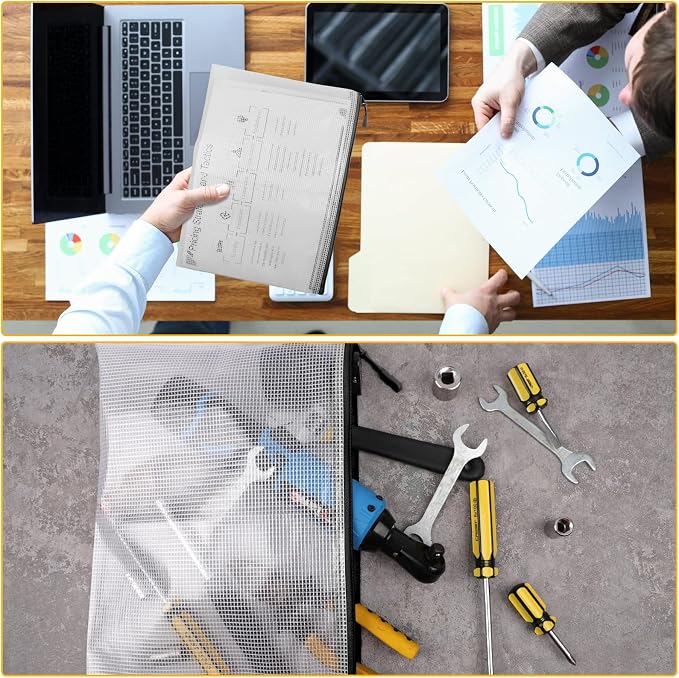 36pcs Large Mesh Zipper Pouch File Bags YOPCDJ Reusable Zippered Pouches for Organizing Classroom, Board Game Storage, Puzzle Bags Black - Image 6
