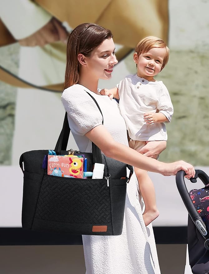LOVEVOOK Diaper Bag Tote, Baby Diaper Bag Waterproof Travel Diaper Tote with Changing Pad - Image 2