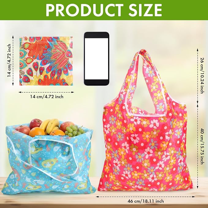 Paterr 50 Pack Reusable Grocery Bags Foldable Shopping Tote | Washable Lightweight Bags Bulk with Handles for Women Summer Beach Travel Market Gift - Image 4
