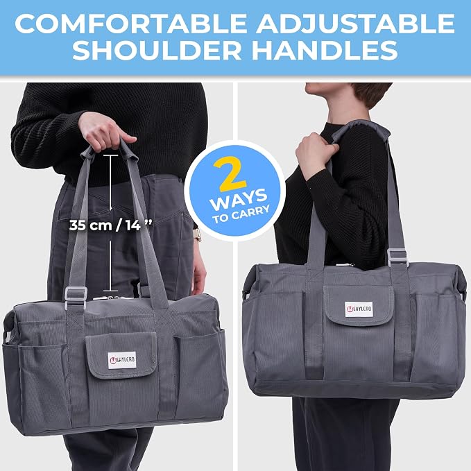White Peas Nurse Bag & Utility Tote - Waterproof, Top YKK Zip, L18" x H14" x W7" - SHYLERO - Image 2