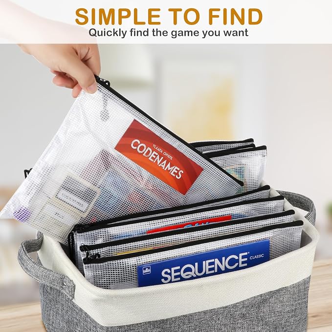 Lukeline Board Game Storage Kit Include 2 Storage Basket and 20pcs Zipper Bags, Board Game Organizer with Writable Stickers and Dispensing, Suitable for Puzzle Storage, Toys, Building Blocks, Document - Image 5