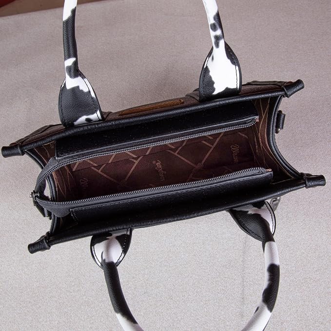 Montana West × Wrangler Tote Bag for Women Western Cow Print Purse Designer Top Handle Handbags - Image 2