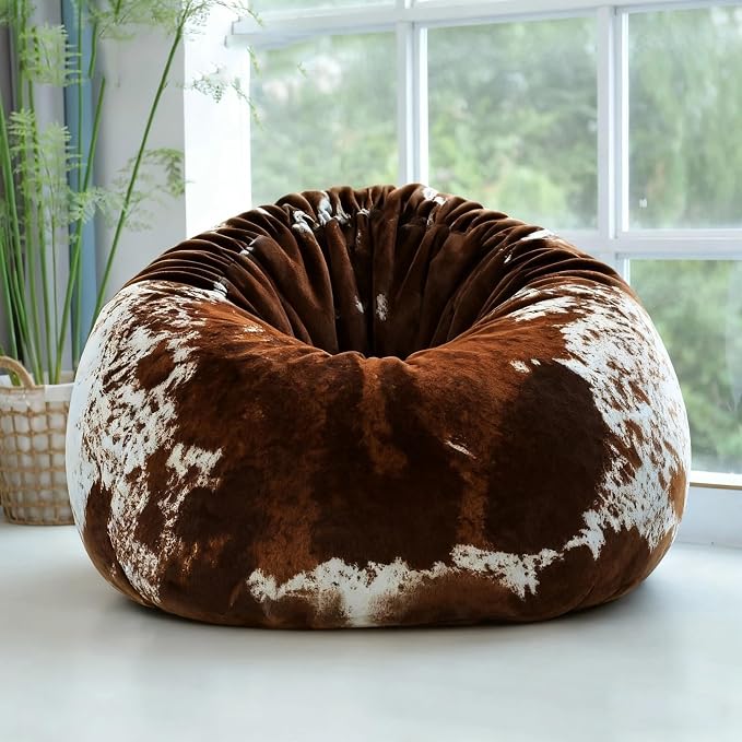 Bean Bag Chair (No Filler) Soft Faux Fur Stuffed Animal Bean Bag Storage Fluffy Plush Bean Bag Cover Washable for Adults and Kids Christmas Gfit(Dark Brown) by Unknown