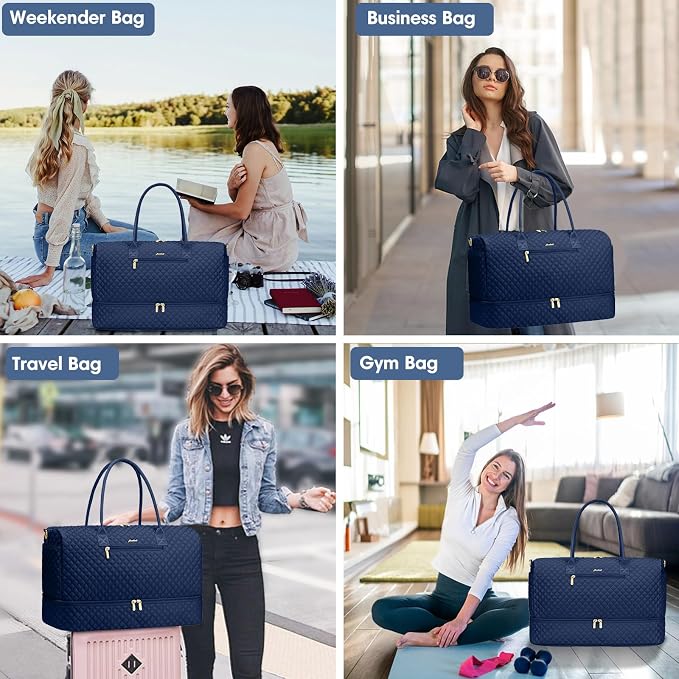 Travel Weekender Bags for Women - Carry on Overnight Bags with Shoe Compartment Duffle Bag with Laptop Pocket Hospital Bag for Labor Delivery Gym Tote Bag with Toiletry Bag Blue - Image 6
