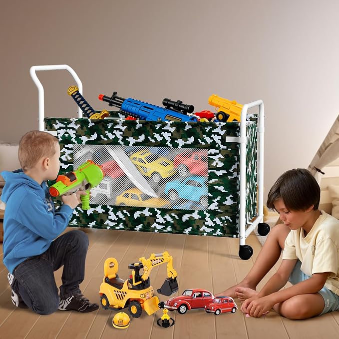 KEEGH Extra Large Toy Box for Kids, Heavy Duty Toy Storage, Camouflage | 180 L Capacity, 360° Rotating Wheels, Durable Fabric, Toy Bin for Boys and Girls, Toy Chest for Living Room, Nursery, Bedroom - Image 2