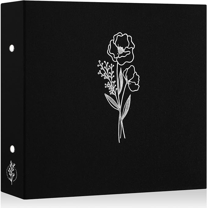 Lanpn 12x12 inch Scrapbook Photo Album, Linen Cover Archival Acid Free Top Load 3 Ring Binder Folder Photo Book 12 x 12 with 30 Plastic Sleeves 60 Pages (Black) by Lanpn