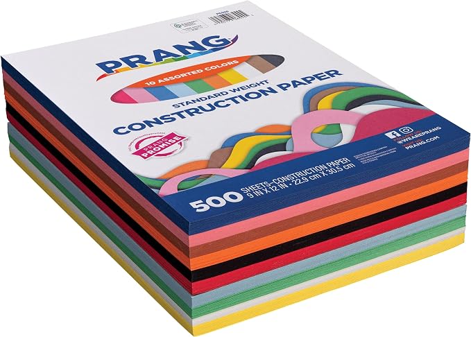PACON Prang (Formerly Art Street) Construction Paper, 10 Assorted Colors, Standard Weight, 9" x 12", 500 Sheets | Standard Weight Groundwood Paper, Color-Blocked Stack, 50 Sheets Each of 10 Assorted Colors, Recyclable, 500 Sheets Total - Image 4