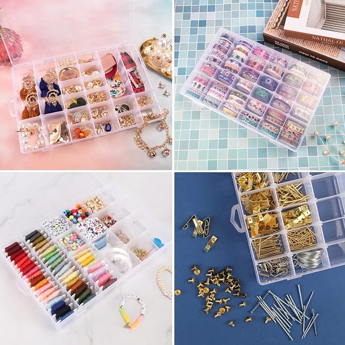 Bead Organizer Storage 36 Grid Jewelry Tackle Craft Box Adjustable Dividers | Clear Plastic, Adjustable Dividers, for Beads Nails Jewelry Crafts Fishing Tackle and Small-Item Organization - Image 6