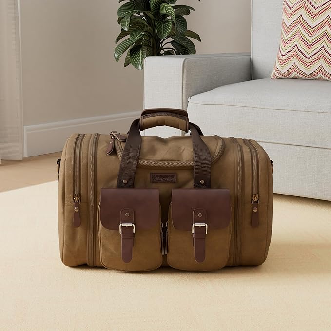 Wildroad Canvas Duffle Bag - 50L Expandable Weekender Overnight Travel Bag | Gifts for Men, Holiday Birthday Gift for Dad, Husband & Partner, Carry-on Size - Image 2
