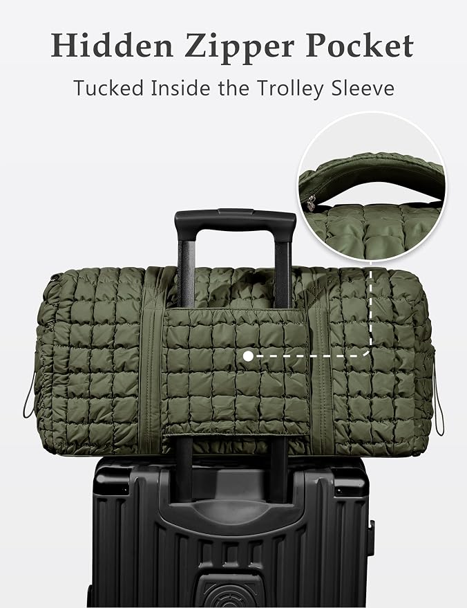 Quilted Travel Duffle Bag Puffer Weekender Bag Overnight Bag Duffel Gym Bag | Medium Soft Puffy Carry-On for Women, Large Lightweight Personal Item Travel Bag for Trips Business Sport Airplane Hospital - Image 5