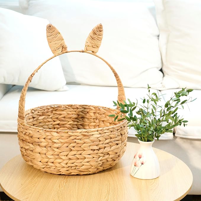 NAYA Set of 3 (14.2",11.8"&9.5") Kids Water Hyacinth Storage Baskets | Handwoven water hyacinth basket design for toys, books and nursery organization. - Image 11