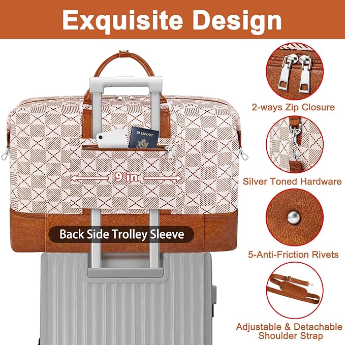 TIBES Travel Weekender Bag for Women, Overnight Bag with Shoe Compartment | 3PCS Large Travel Duffel Bag for Gym, Travel, Hospital, Business Trip, Carry On Tote, Wet & Dry Separation, Water Resistant - Image 5