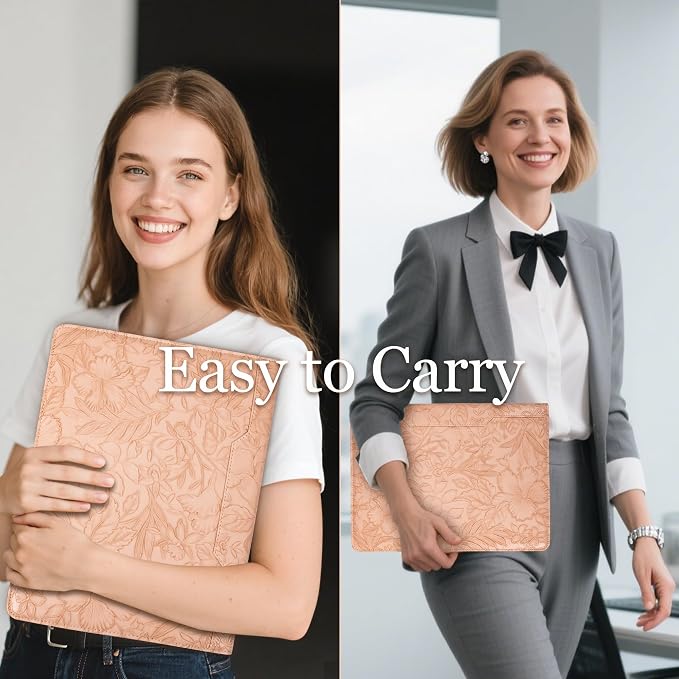 Calfinder Personalized Portfolio for Women, Free Name Engrave,Leather Binder 3 Ring, Business Portfolio Organizer for Documents,Ipad,Tablet,Unique Gift for Graduation/Professionals/Lawyers - Image 5