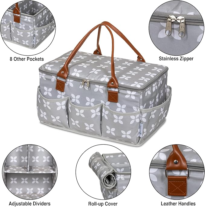 Extra Large Diaper Caddy, Craft, Toy Organizer with Zip-Top Cover with Waterproof Wet/Dry Bag - Perfect for Baby Shower - Image 4