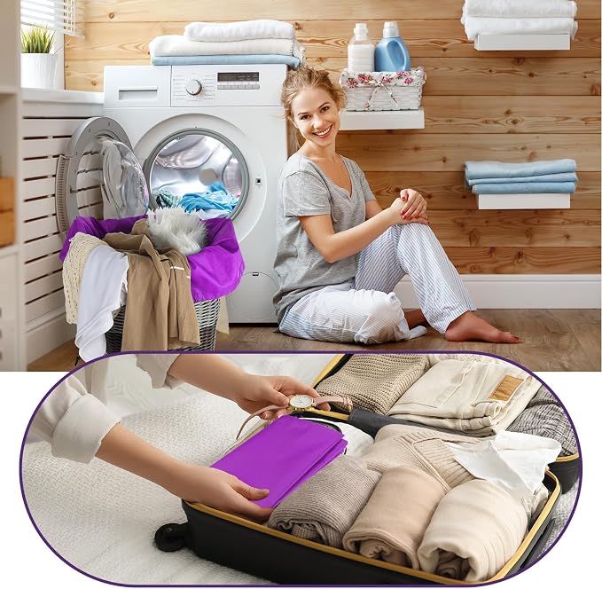 Woanger 12 Pack 28 x 45 Inch Extra Large Laundry Bags Bulk, Purple | Washable Polyester, Drawstring Closure, For Clothes and Bedding, Foldable for College Dorms, Hotels, Camping and Travel - Image 7