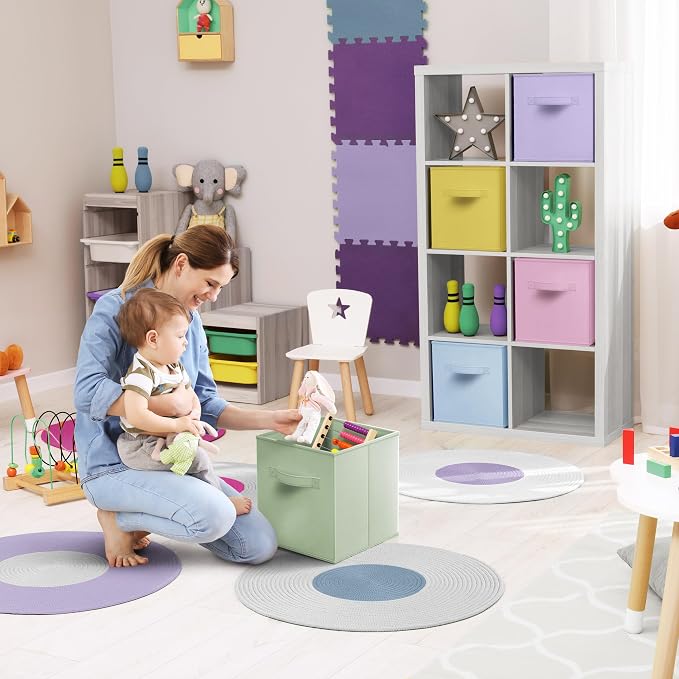 Sorbus Fabric Storage Cubes - 8 Foldable Storage Bins for Organizing Pantry, Cubbies, Toy Box - Clothes Storage & Closet Organizer - 13 Inch Collapsible Cube Baskets for Shelves with Handle - Image 4