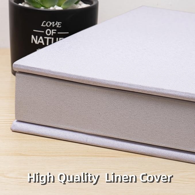 Large Photo Album Self Adhesive 4x6 5x7 3x5 8.5x11 Scrapbook Magnetic Album DIY Scrap Book Length 13 x Width 12.8 (Inches) 120 Sticky Pages Linen Cover DIY Photo Album (White) - Image 5