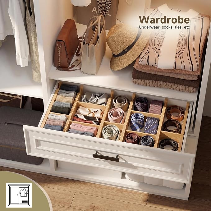 Bamboo Drawer Dividers, Expandable Kitchen Drawer Organizer | Include 4 Dividers, 4 Small Inserts and 4 Medium Inserts for Home, Office, Dressers - Image 7