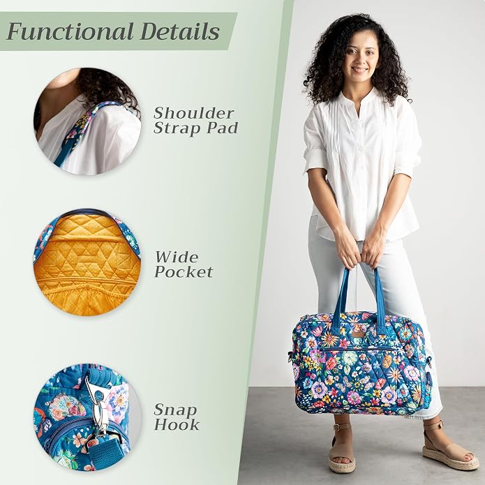 Maison d' Hermine Weekender Bags for Women Cotton Quilted Duffel Overnight Luggage Weekend Bag for Men Gym Gifts Travel | Overnight Luggage Weekend Bag for Men Gym Sports Gifts Duffle bag Business Travellers Trip Spring Summer - Image 5