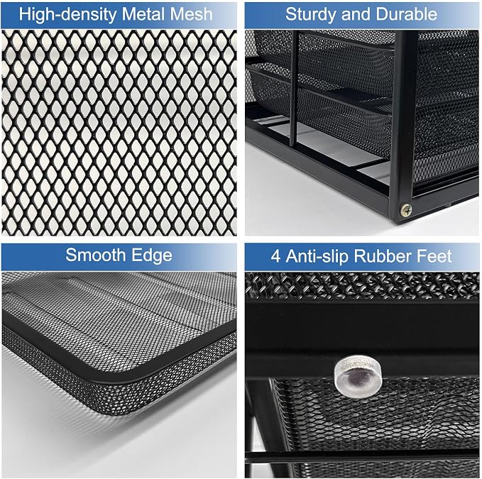 Natwind Mesh Desk Organizer with 6 Tier Sliding Drawers,Black | Paper Sorter, Multi-Functional Home Office Supplies Storage Tray for Letters, Documents,Mail, Files, Arts & Crafts Supplies - Image 4