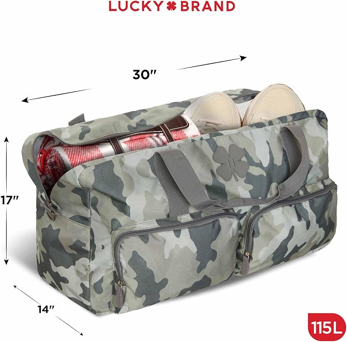 Lucky Brand Large Duffle Bag for Travel, Foldable Weekender Duffel bag | Travel Overnight Duffel bag, Adjustable Shoulder Strap, Front Zip Pockets, Spacious Capacity, Unisex Lightweight Travel Bag - Image 2
