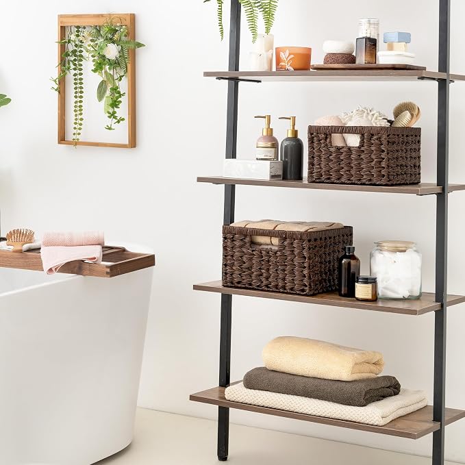 GRANNY SAYS Wicker Baskets for Organizing, Storage Basket for Shelves, Square Shelf Baskets with Handles, Waterproof Woven Basket for Living Room, Baskets for Entryway, Brown - Image 2