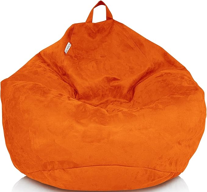 Bean Bag Stuffed Animal Storage Chair Cover (No Filler) for Kids and Adults. Extra Large Bird's Nest Beanbag Soft Premium (Orange, 3 ft (Cover Only)) by Delmach