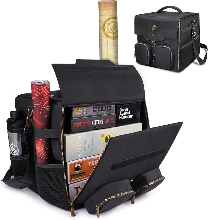 ENHANCE Board Game Shoulder Bag - Reinforced Board Game Storage with Padded Shoulder Strap and Accessories Pockets for Dice, Cards, More - Carrier Protects Tabletop Adventures by ENHANCEGaming