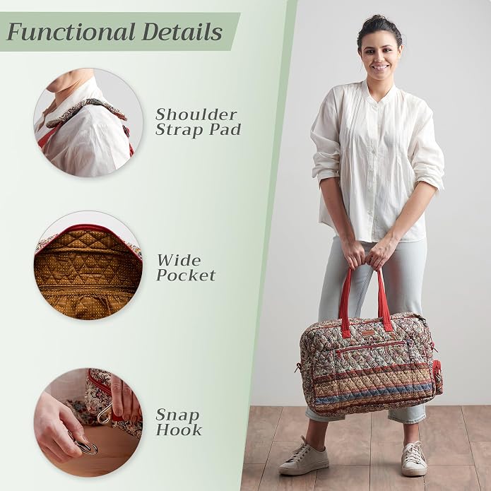 Maison d' Hermine Weekender Bags for Women Cotton Quilted Duffel Overnight Luggage Weekend Bag for Men Gym Gifts Travel | Overnight Luggage Weekend Bag for Men Gym Sports Gifts Duffle bag Business Travellers Trip Spring Summer - Image 5