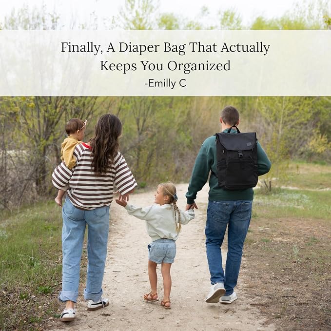 Huhu Diaper Bag Backpack – Large Baby Bag for Moms & Dads – Water-Resistant, Unisex Travel Kit for New Parents – Includes Changing Pad and 2 Organizer Pouches (Midnight Black) - Image 8