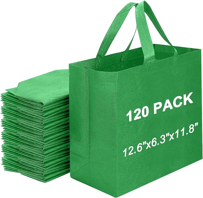Reusable Grocery Bags 12.6 * 6.3 * 11.8 in - Non Woven Totes Bag with Reinforced Handles, Shopping Bags Bulk by Unknown