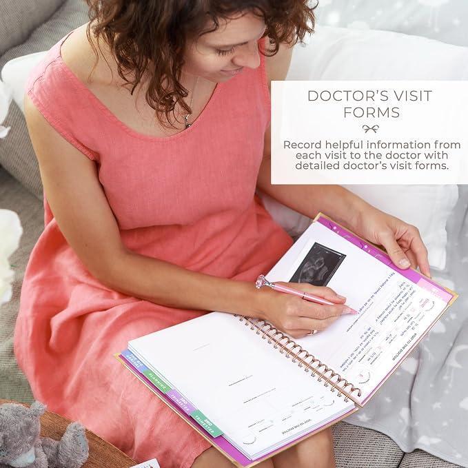 Clever Fox Pregnancy Journal, Expecting First Time Mom Planner Pearl | SonoFrame edition, Organized pregnancy & baby diary with weekly countdown calendars & checklists, memory book 9 x 10.5 in - Image 3