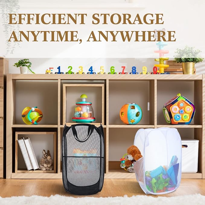 Gejoy 16 Pcs Mesh Pop up Laundry Hamper Bulk Collapsible Laundry Basket Large Foldable Clothes Hamper with Handles Ideal for Kids Adults, College Dorm, Travel, Hotel, 14. 1 x 22. 8 Inch - Image 4