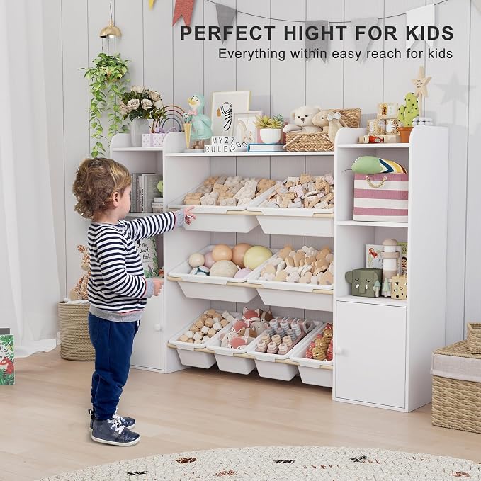 Toy Storage Organizer with 8 Toy Bins, Kids Toy Organizers and Storage with Shelf, Toddler Bookshelf and for Classroom, Living Room, Kids Room, Playroom - Image 6