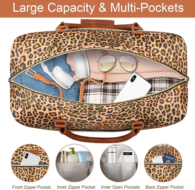 ITIEZY Weekender Bag for Women 21.5" Travel Duffel Large Carry On Bag 3PCS | Nylon Duffel Bag with Waterproof Shoe Compartment, Crossbody Bag and Toiletry Bag, Travel Weekend Hospital Overnight Gym Bag - Image 5