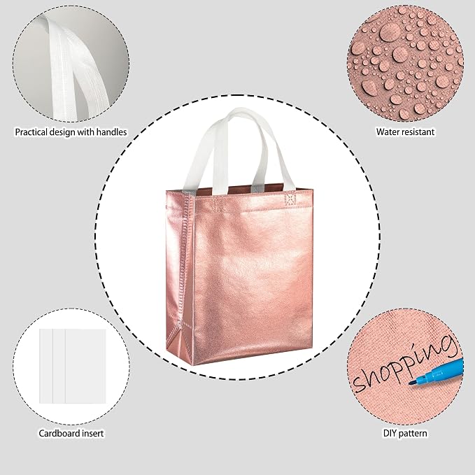 BLEWINDZ 100 Medium Reusable Gift Bags with Handles - Ideal Party Favors & Shopping Bags (10 Colors) - Image 6