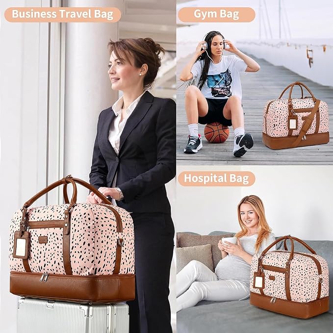 4PCS Weekender Bags for Women Large Overnight Weekend Travel Duffel Bags | Travel Bag Carry-on Tote Hospital Bag with Shoe Compartment Crossbody Toiletry Bag for Travel Business Gym Water Resistant - Image 6