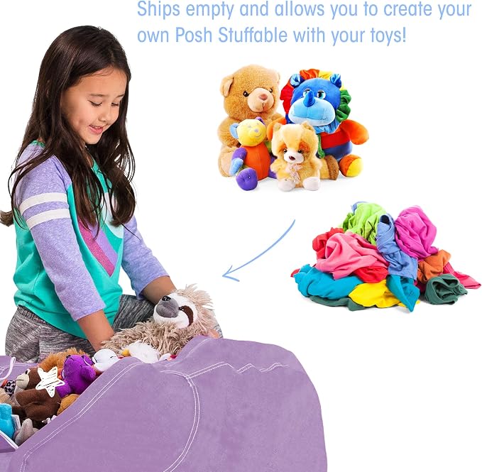 Posh Stuffable Kids Stuffed Animal Storage Bean Bag Chair Cover - Childrens Toy Organizer, Large 38" - Heather Lavender - Image 3