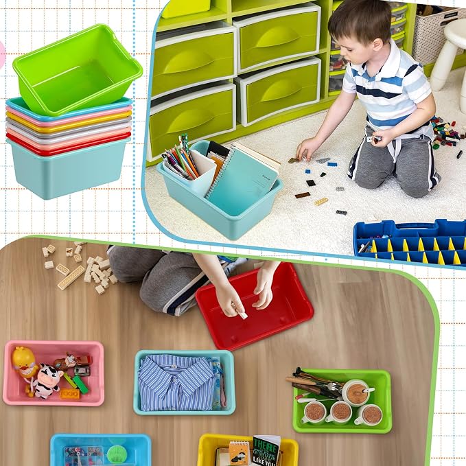 Frienda 36 Pcs Storage Bins for Classroom Plastic Cubby Bins Bulk Colorful Storage Container Multi Purpose Kids Book Toy Tray Organizer Boxes for School Library Home Office - Image 4