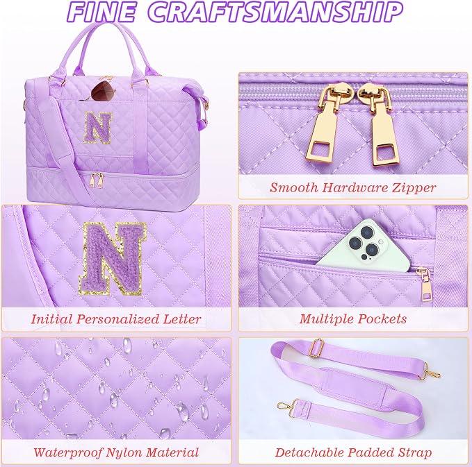 17 Year Old Girl Gift Weekender Duffle Bags Travel(Purple,N) | Girl Gifts-Travel Weekend Bags-Overnight Bags for Women with Shoe Compartment - Image 6